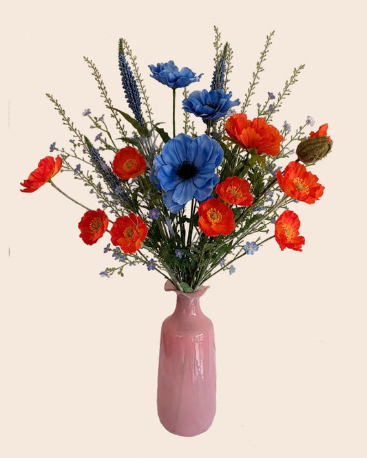 Veldbloemen boeket zijde met papaver