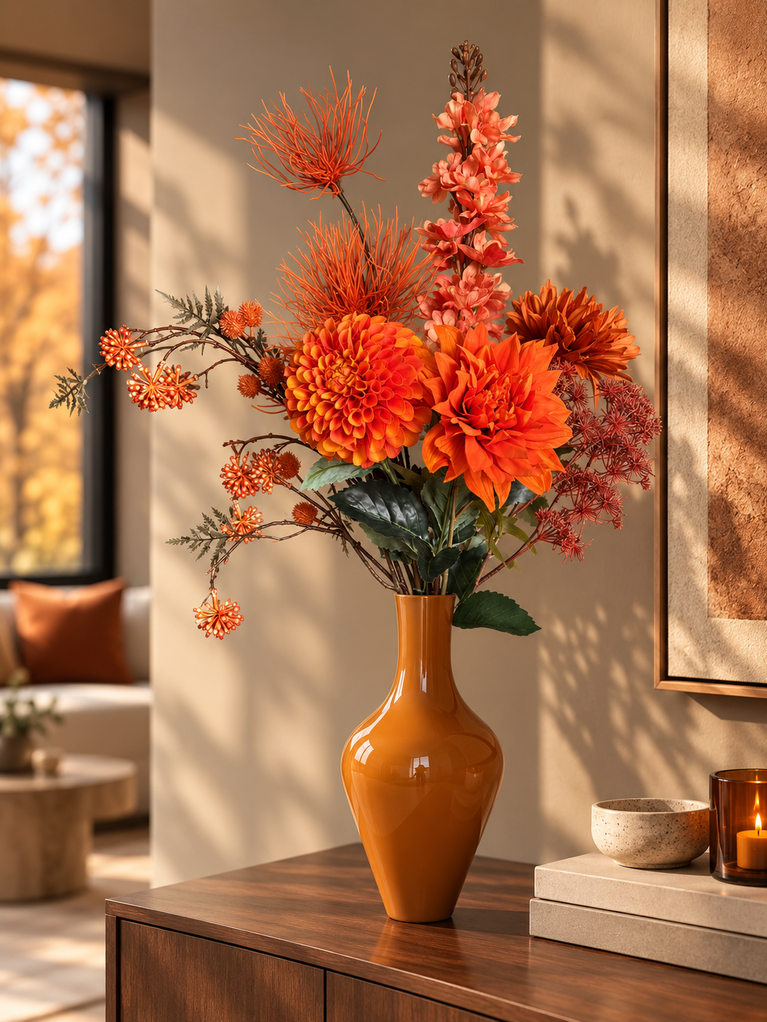 Siena ambre | vase boule en verre à col étroit