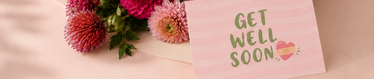 wenskaart beterschap zijden bloemen