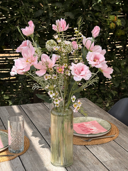 Boeket zijdebloemen roze met cosmos