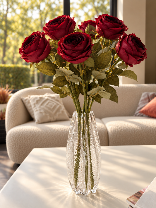 Rose Romance burgundy | zijden boeket met rozen