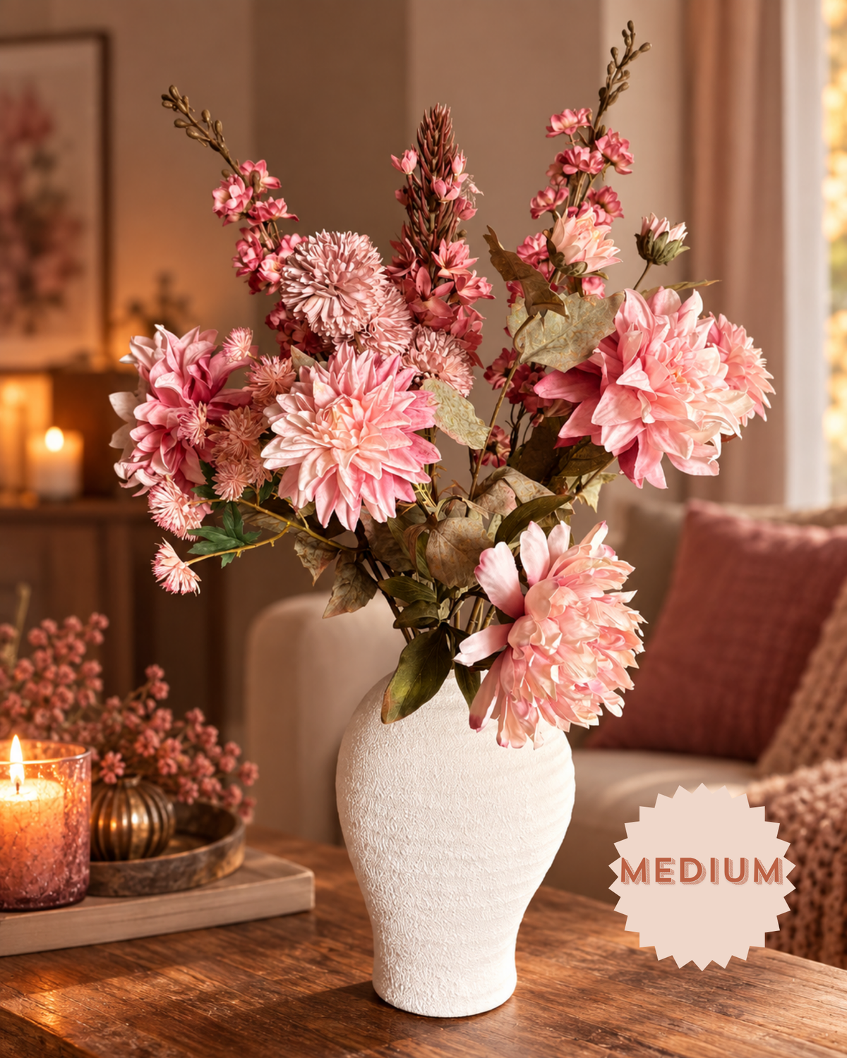 boeket zijdebloemen vieux rose medium