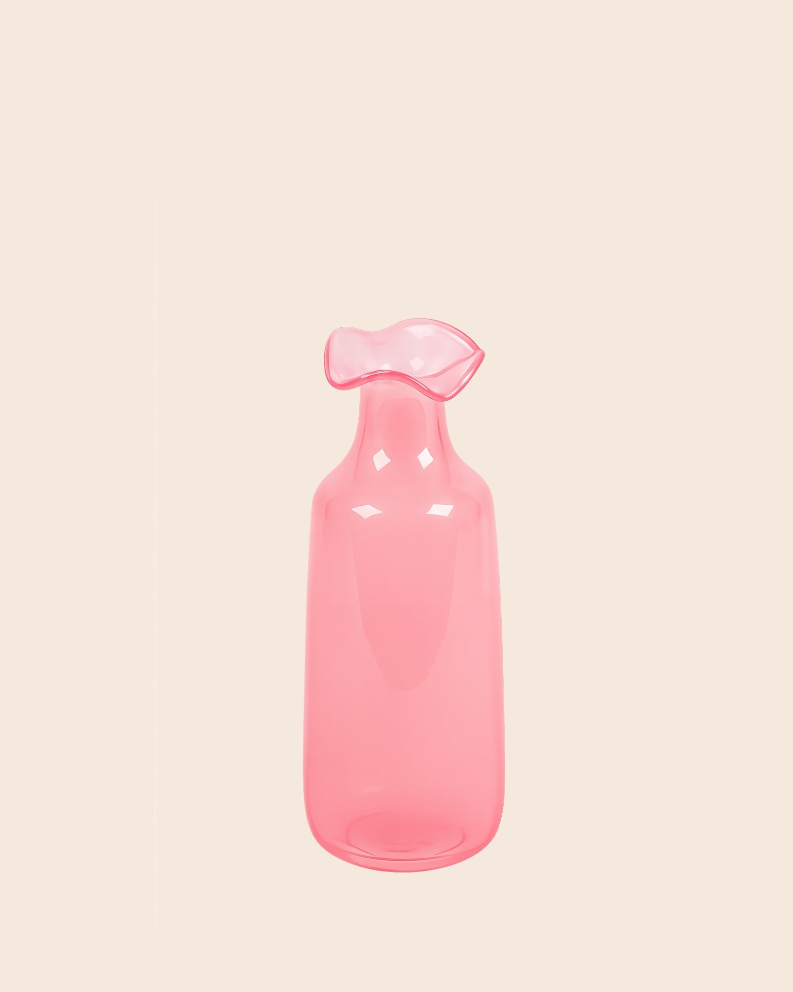 Roze vaas met smalle hals voor zijdeboeket