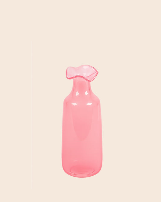 Roze vaas met smalle hals voor zijdeboeket