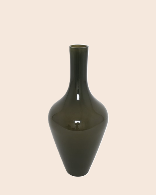 Vaas voor zijdenbloemen glas olijfkleur