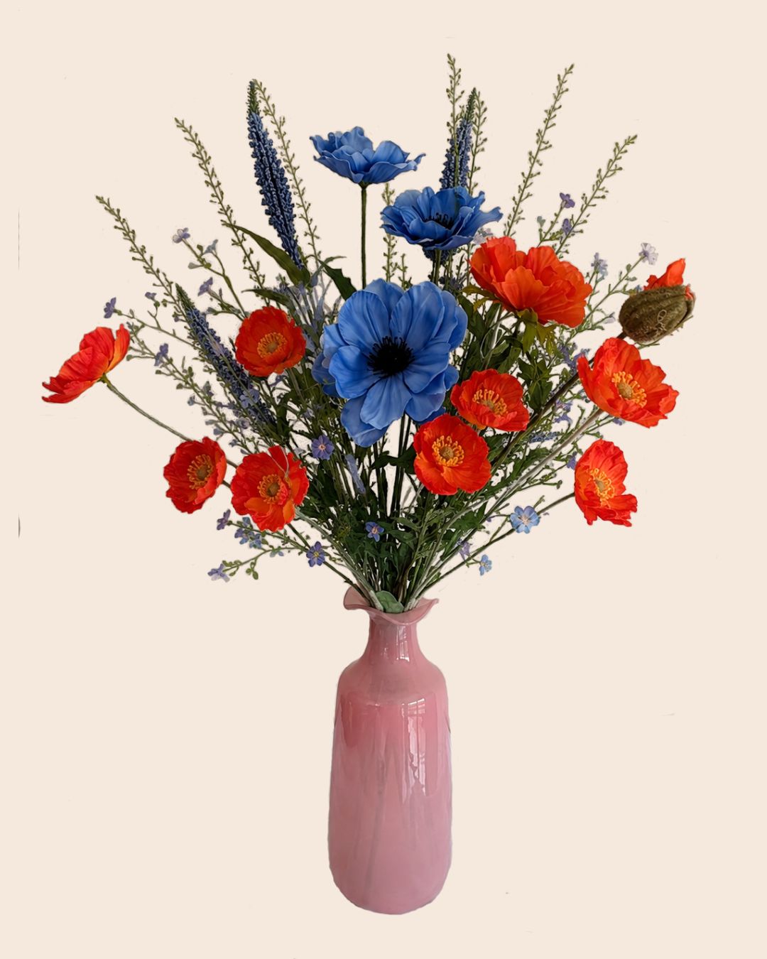 Veldbloemen boeket zijde met papaver