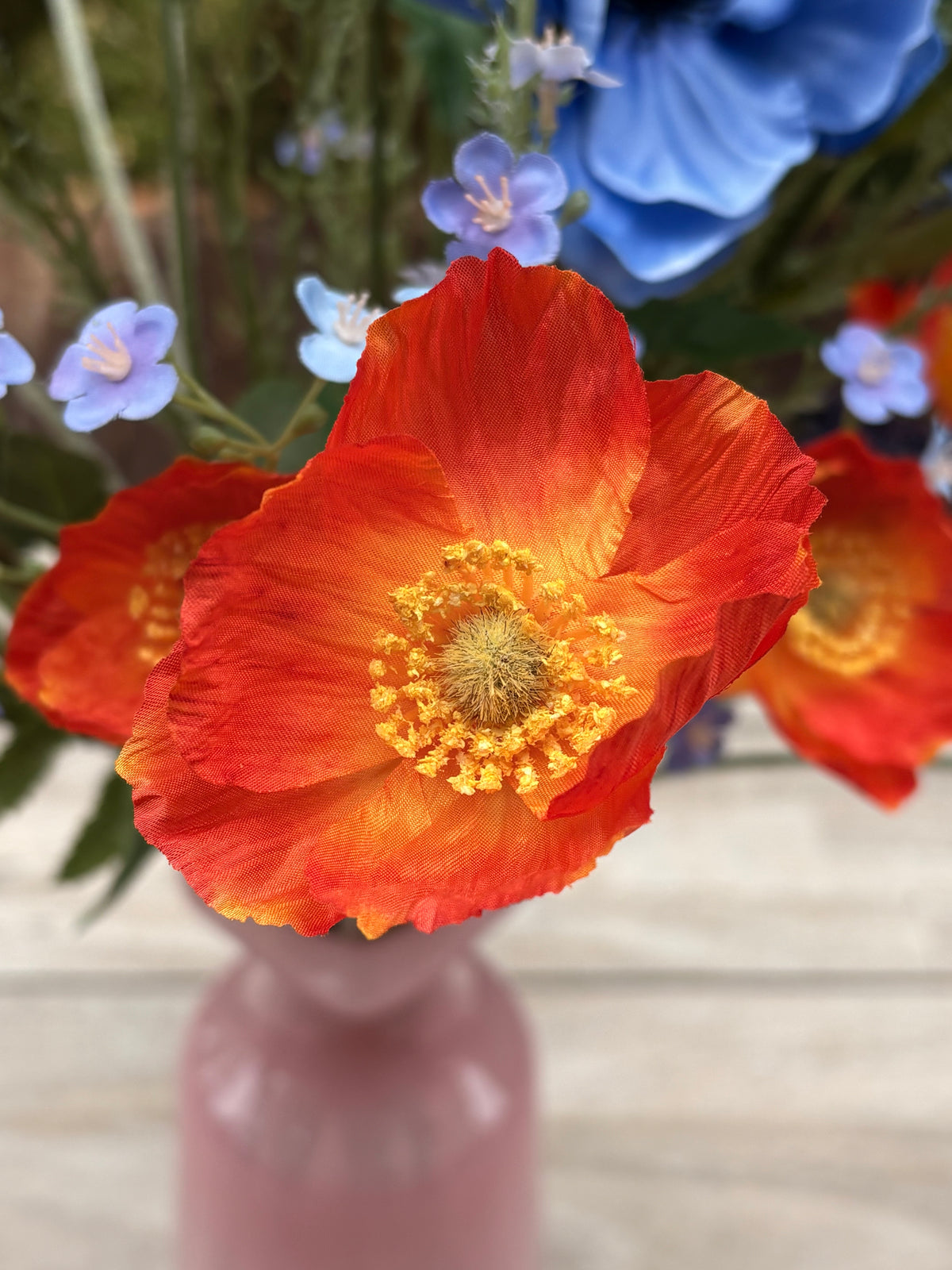 Zijde papaver detail