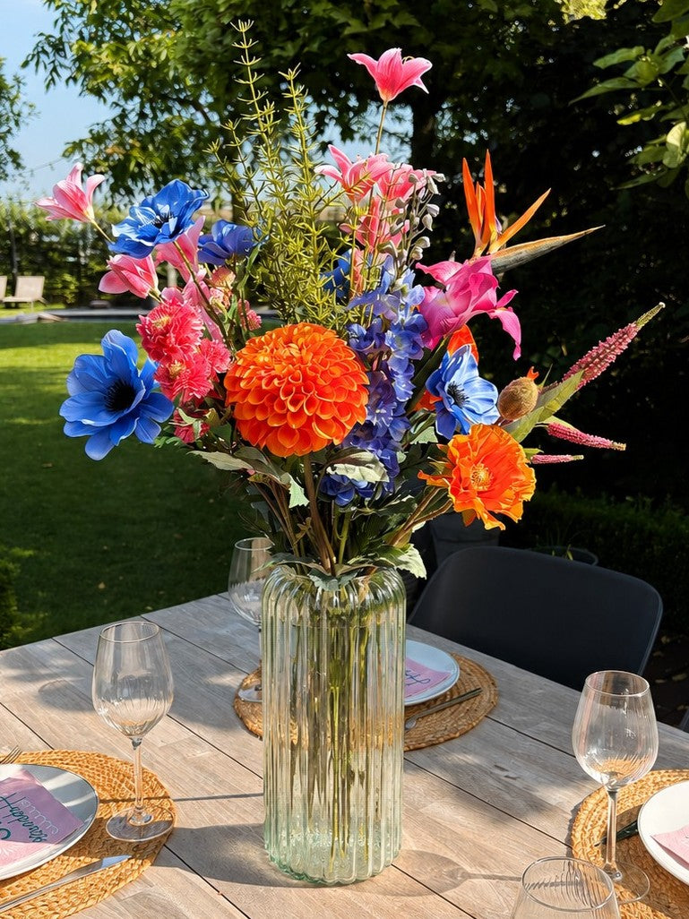 zijden bloemen strelizia anemoon dahlia papaver