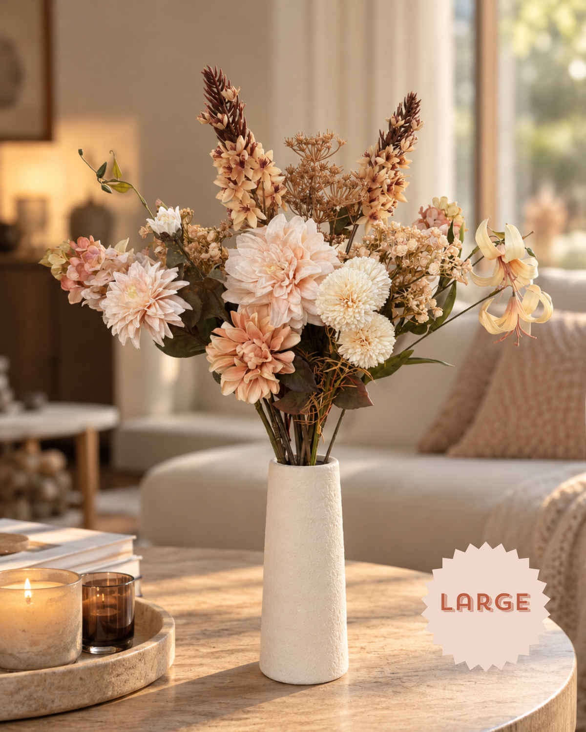 boeket kunstbloemen neutrale tinten