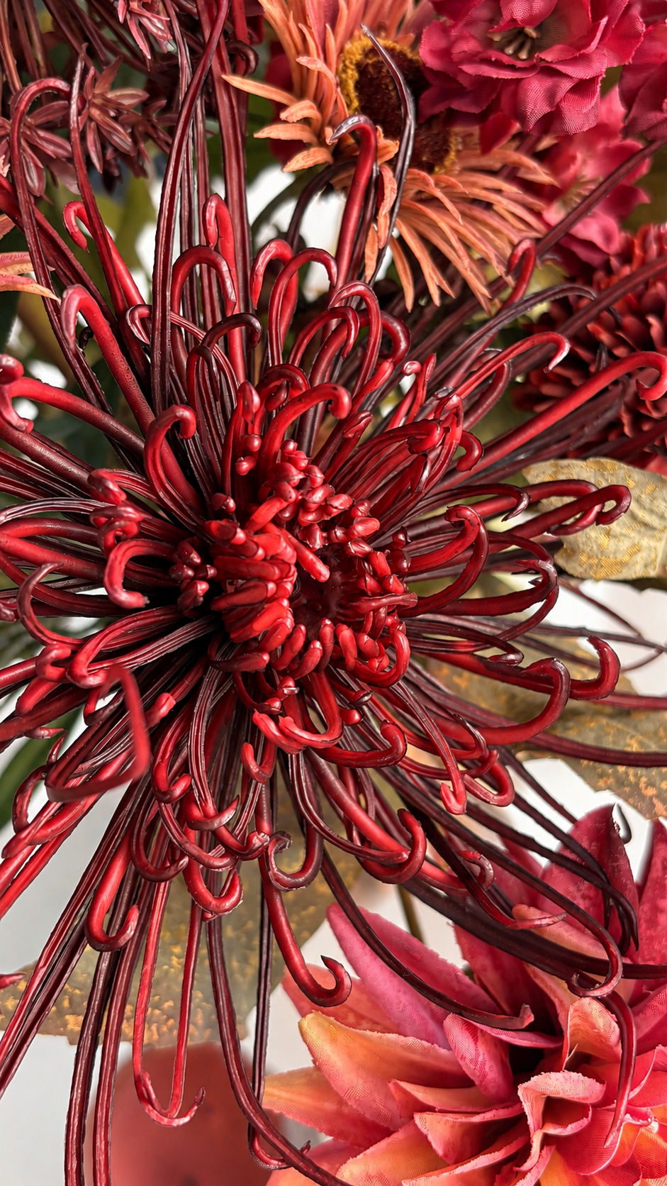 Copper Kiss | Zijdebloemen boeket in warm rode tinten