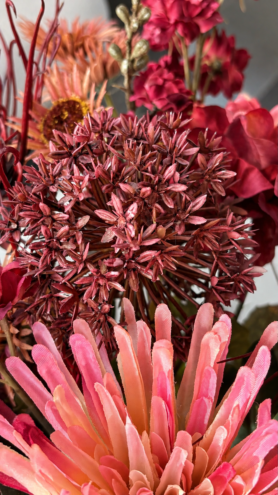 Copper Kiss | Zijdebloemen boeket in warm rode tinten