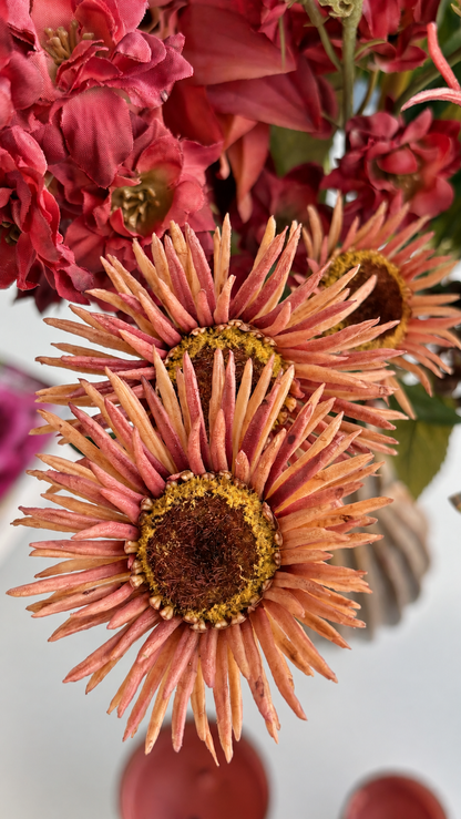 Copper Kiss | Zijdebloemen boeket in warm rode tinten