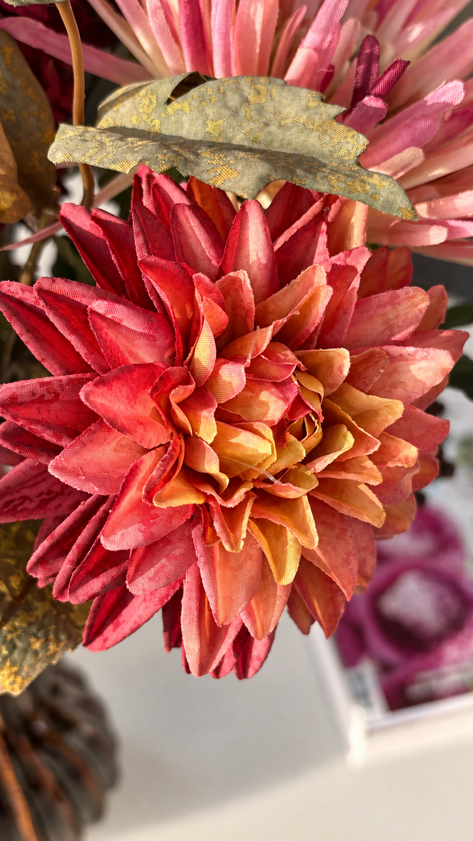 Copper Kiss | Zijdebloemen boeket in warm rode tinten