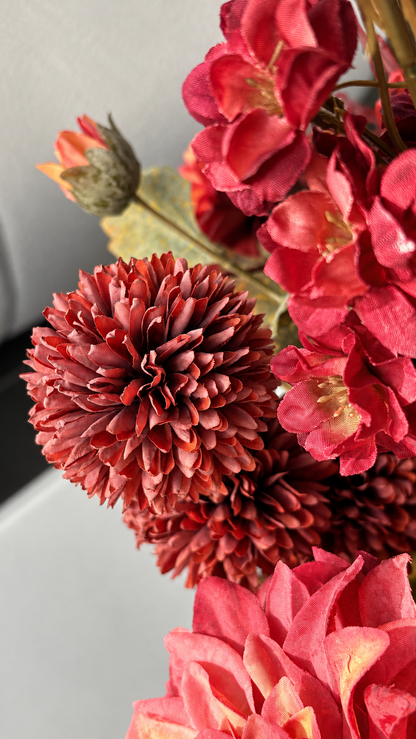 Copper Kiss | Zijdebloemen boeket in warm rode tinten