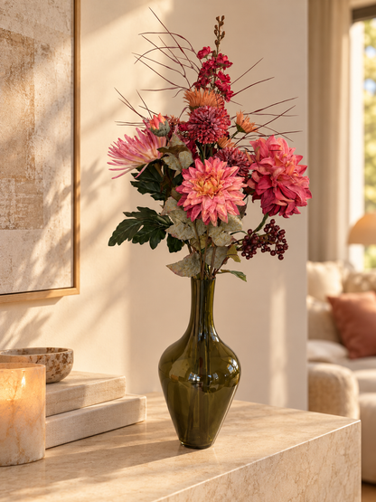 Copper Kiss | Zijdebloemen boeket in warm rode tinten