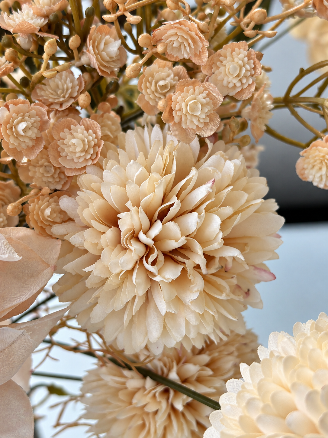 kunstbloem pompom creme