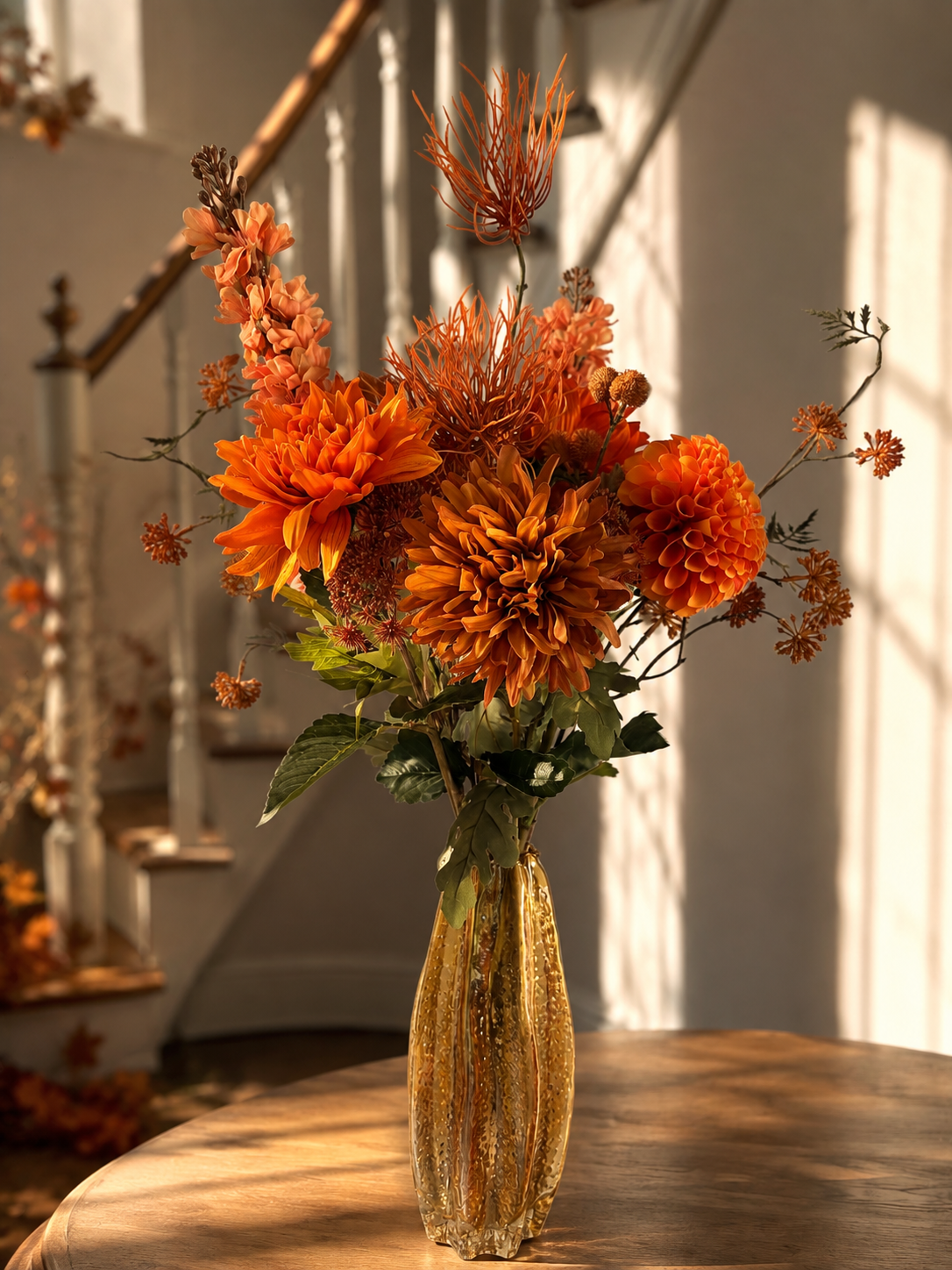 Orange flame | herfst boeket met zijden bloemen