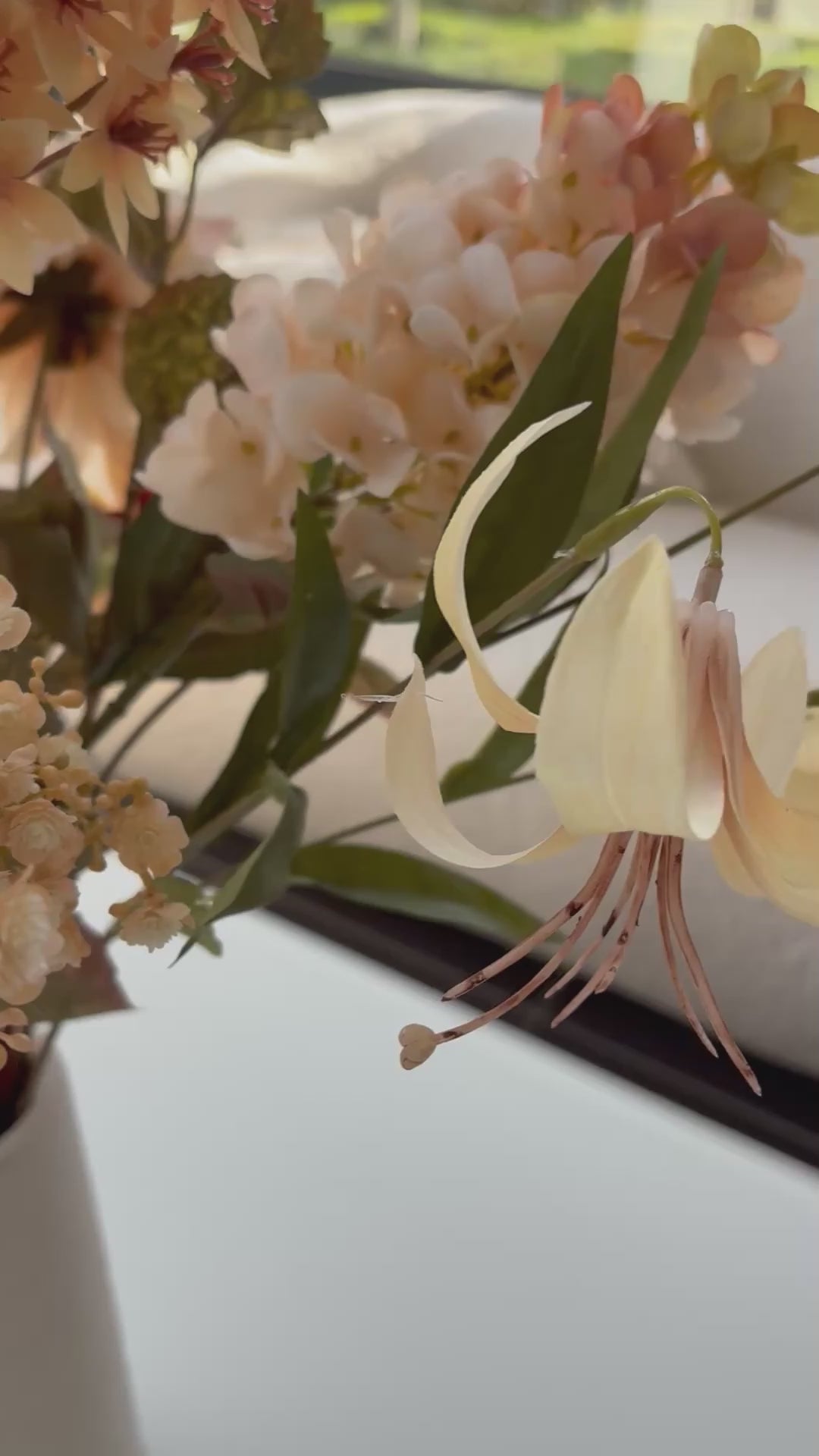 boeket zijdebloemen vanille