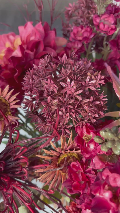 Copper Kiss | Zijdebloemen boeket in warm rode tinten