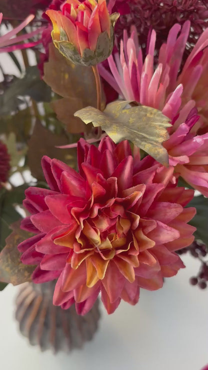 Copper Kiss | Zijdebloemen boeket in warm rode tinten