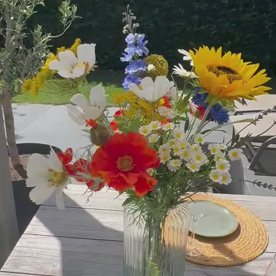 zijdebloemen veldboeket papaver zonnebloem lavendel