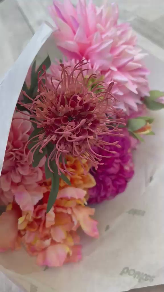 zijdebloemen boeket dahlia's origineel cadeau