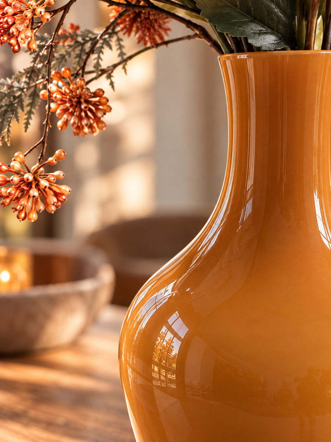 Siena ambre | vase boule en verre à col étroit