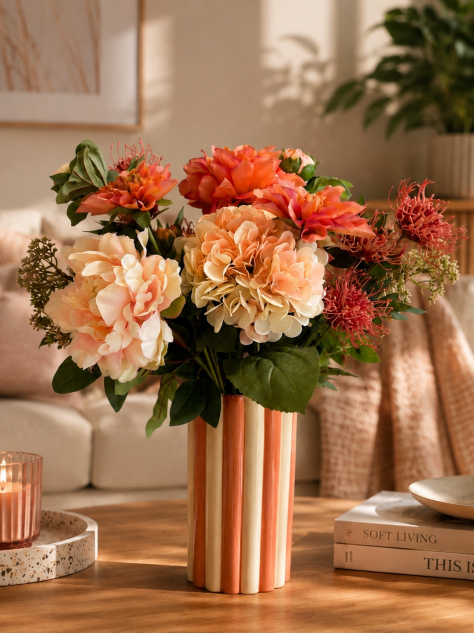 Terra Glow | Zijdenbloemen boeket in warme tinten
