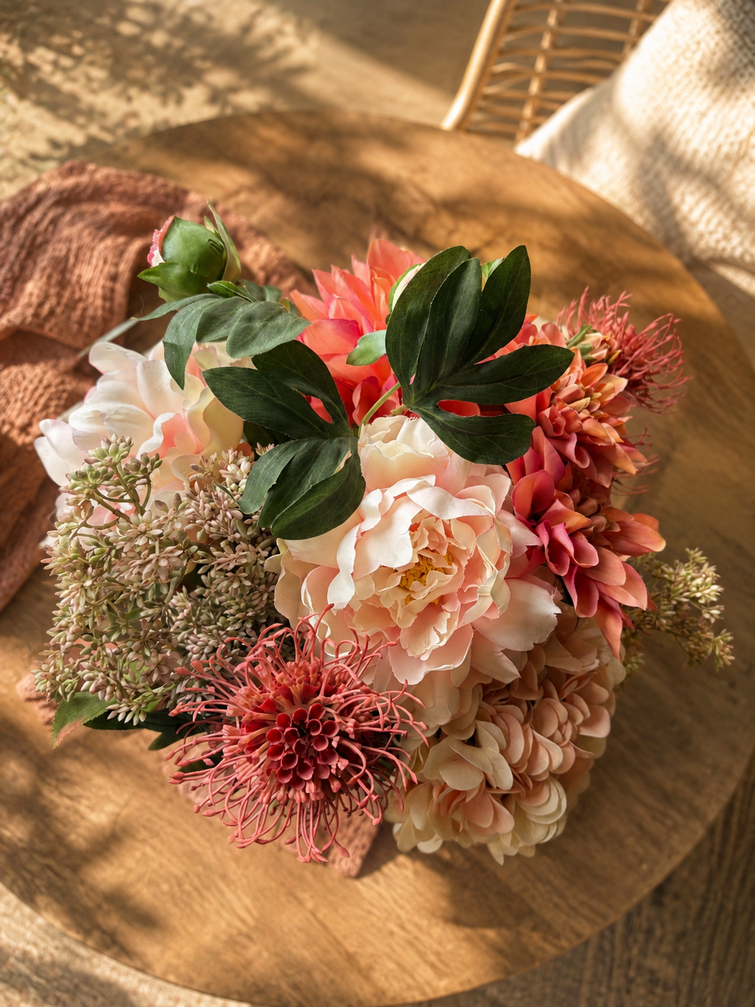 Terra Glow | Zijdenbloemen boeket in warme tinten