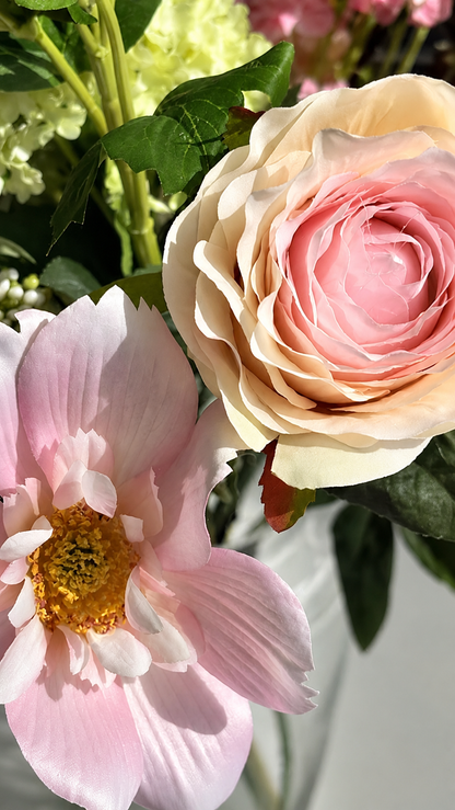 zijdebloemen levensecht roos en cosmos