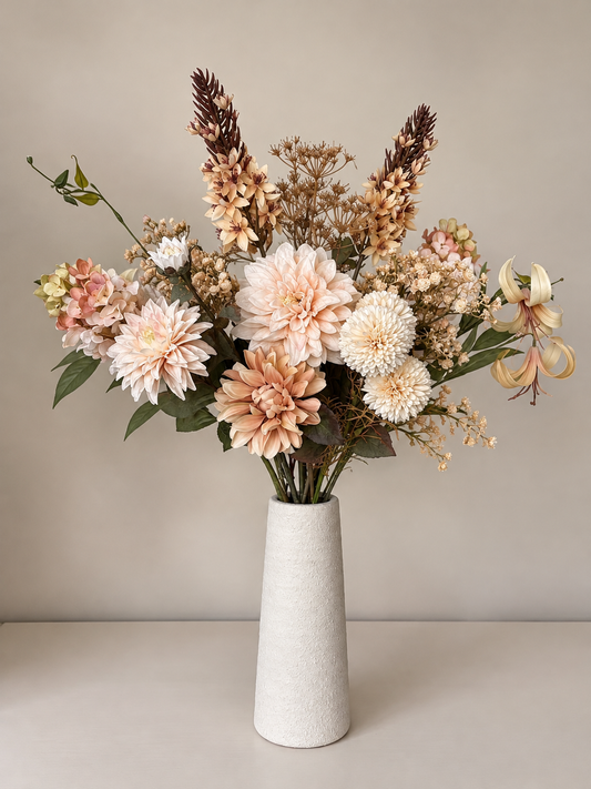 zijdebloemen boeket neutrale tinten