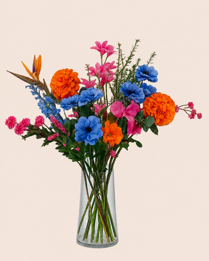 veldbloemen zijdeboeket felle kleuren